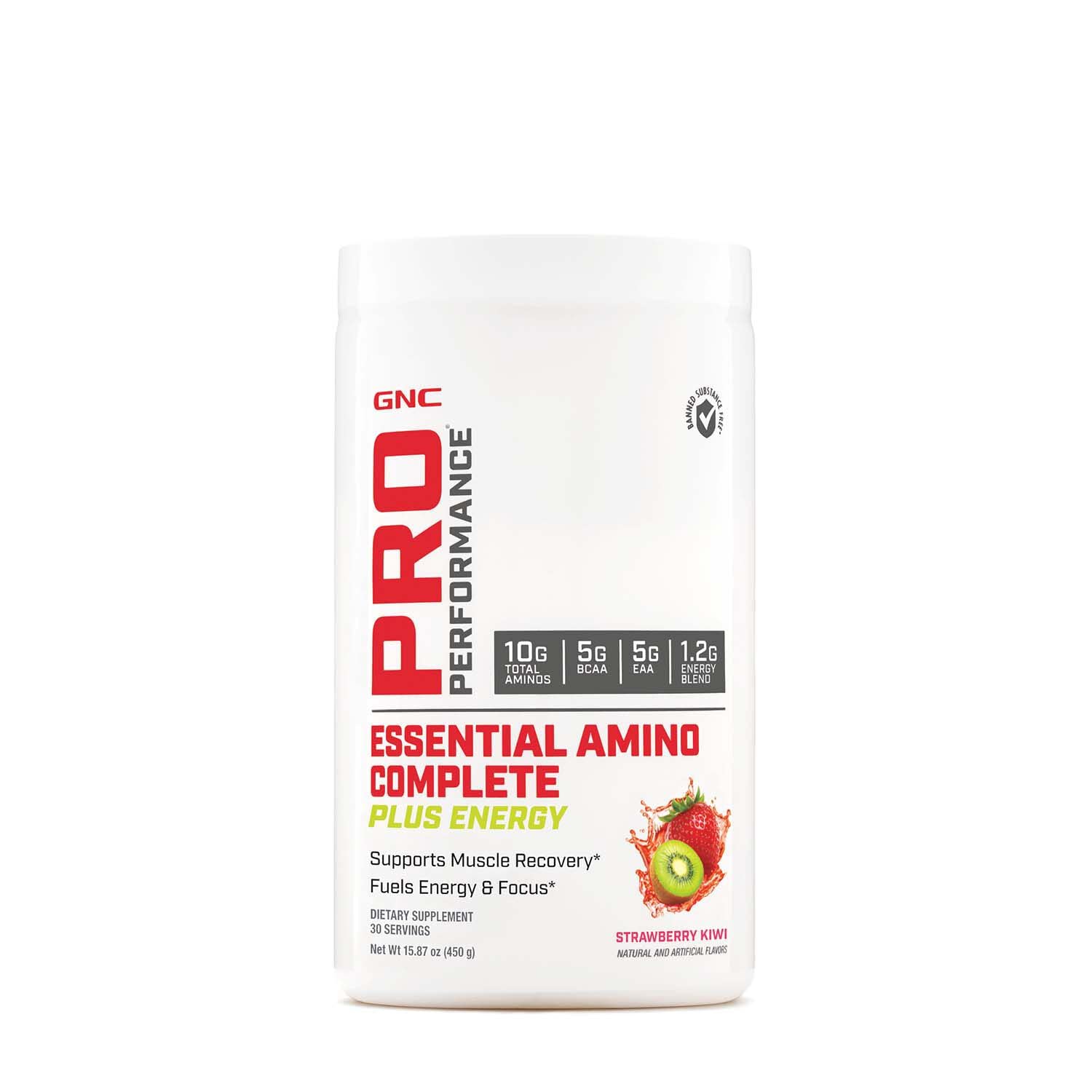 GNC Pro Performance Essential Amino Complete Plus Energy Strawberry Kiwi for Athletes on the Go
| GNC Pro Performance E