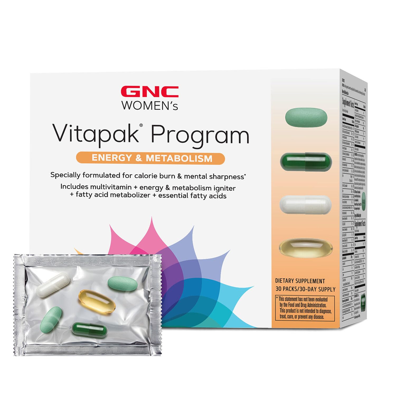 GNC Women's Energy and Metabolism Vitapak Program - Convenient Complete Nutrition, Calorie Burn, Mental Sharpness
| GNC