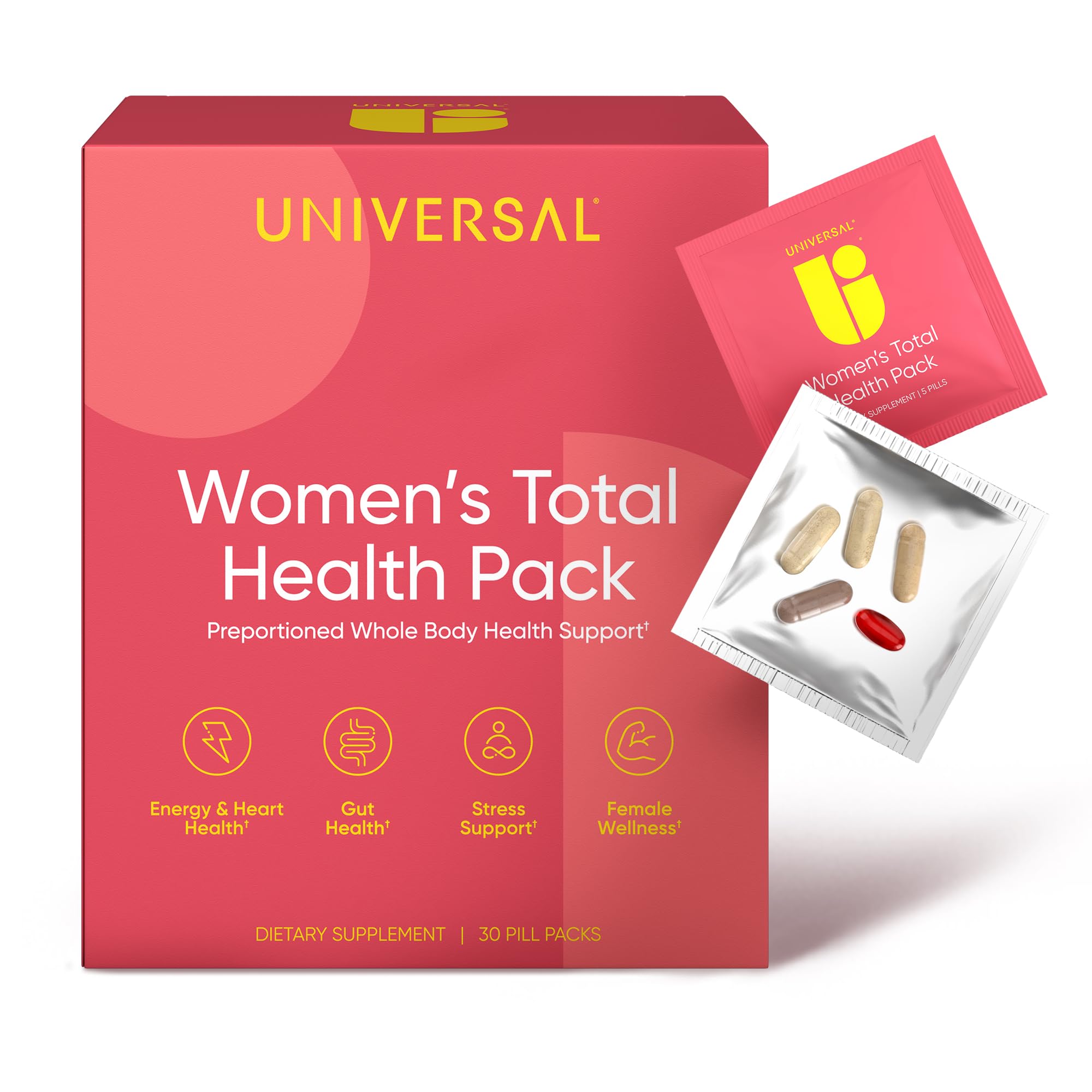 Women's Total Health Daily Vitamin Packs - All in One Multivitamin for Energy, Stress Relief, & Gut Health, Essential Vi
