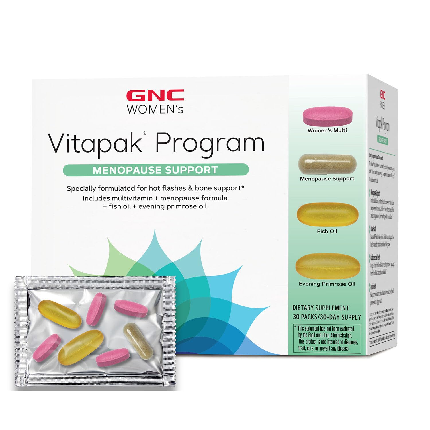 GNC Women’s Menopause Support Vitapak Program, Hormonal Balance Black Cohosh Evening Primrose Oil, Hot Flash Support, 30