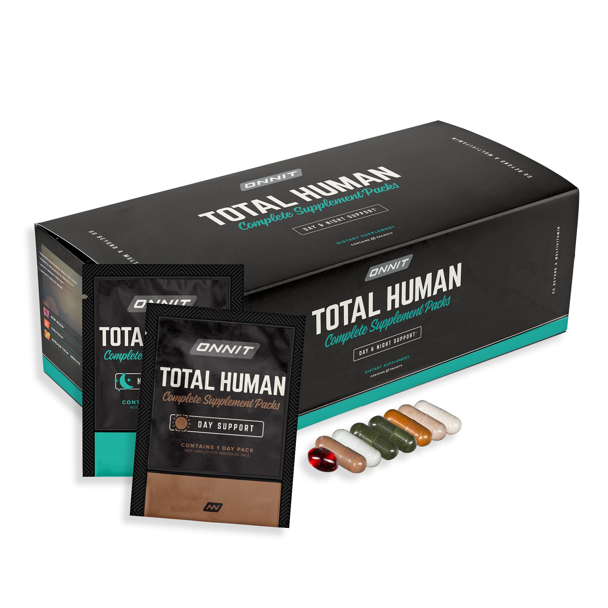 ONNIT Total Human Day and Night Multivitamin for Men and Women, Capsule, 30-Day Supply, Adult Essential Vitamins