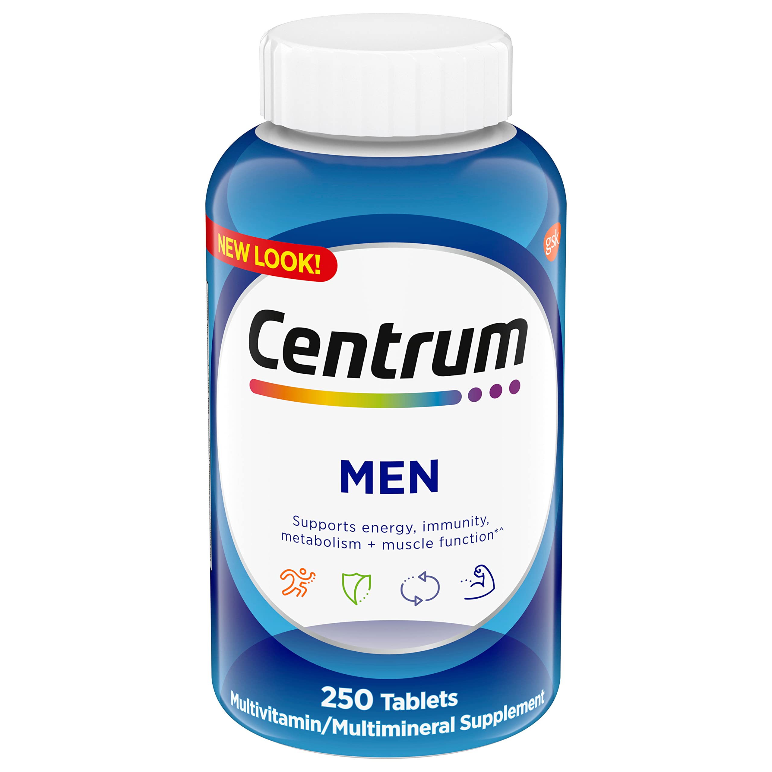 High Potency Multivitamin for Men with Vitamin D3 and Antioxidants, Gluten Free, Non-GMO Ingredients - Centrum 250 Coun